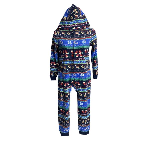 Cat & Jack Junior Christmas-Themed Hooded Fleece Pajamas With Pockets Size Large - Picture 7 of 10